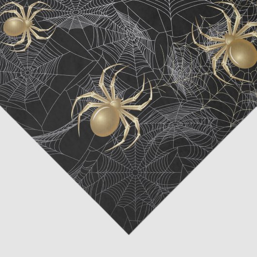 Gulden spinnen op zwart papier (Detail)