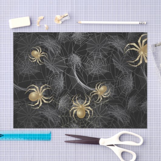 Gulden spinnen op zwart papier (Craft)