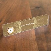 Gulden weergave van de zegel met klok naambordje (Zijkant)