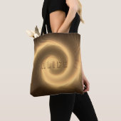 Gulden wervelstructuur. Monogram. Tote Bag (Dichtbij)