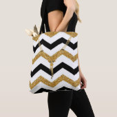 Gulden, witte en zwarte zigzag met Ketting Tote Bag (Dichtbij)
