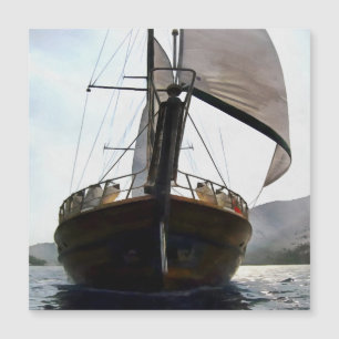 Gulet onder zeilen met acrylverf