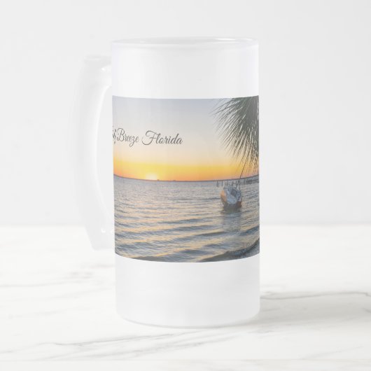 Gulf Breeze Sunset Frosted Beer Mok (Voorkant links)