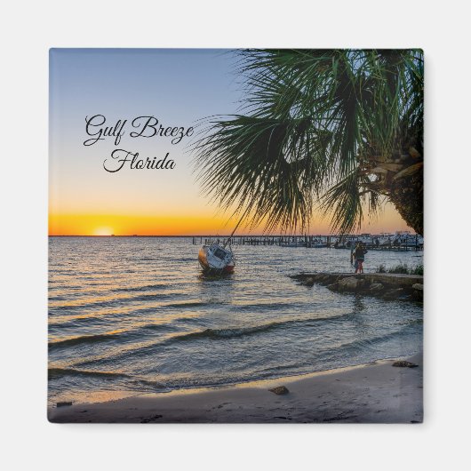 Gulf Breeze Sunset Square Magnet (Voorkant)