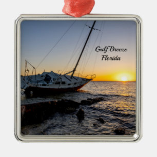 Gulf Breeze zeilboot en Jetty Sunset Ornament