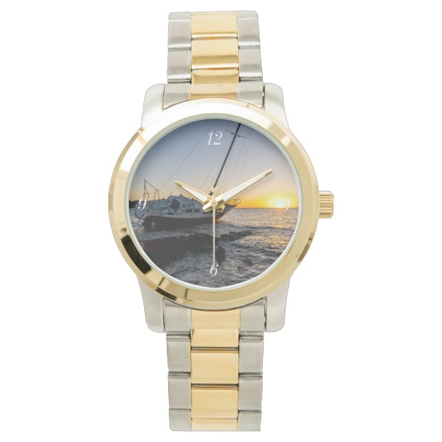 Gulf Breeze zeilboot en Jetty Sunset Watch Horloge (Voorkant)