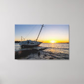 Gulf Breeze zeilboot en jetty zonsondergang canvas Afdruk (Voorkant)