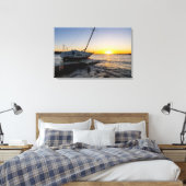 Gulf Breeze zeilboot en jetty zonsondergang canvas Afdruk (Insitu (Slaapkamer))