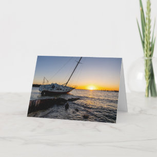 Gulf Breeze Zeilboot Steiger Zonsondergang Wenskaa Kaart