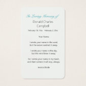 Gulf Coast Peaceful Shores Sunset Visitekaartje (Achterkant)