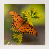 Gulf Fritillary aka Passion Butterfly on Goldenrod Legpuzzel (Horizontaal)