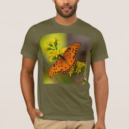 Gulf Fritillary aka Passion Butterfly on Goldenrod T-shirt