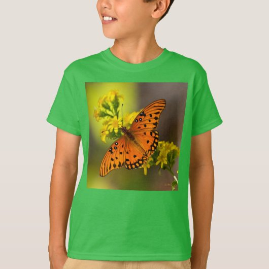 Gulf Fritillary aka Passion Butterfly on Goldenrod T-shirt (Voorkant)