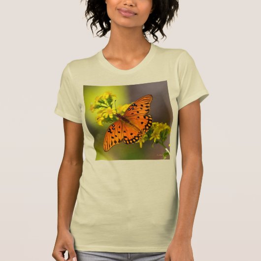 Gulf Fritillary aka Passion Butterfly on Goldenrod T-shirt (Voorkant)