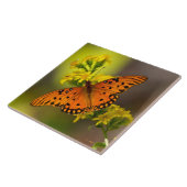 Gulf Fritillary aka Passion Butterfly on Goldenrod Tegeltje (Zijkant)