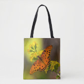 Gulf Fritillary aka Passion Butterfly on Goldenrod Tote Bag (Voorkant)