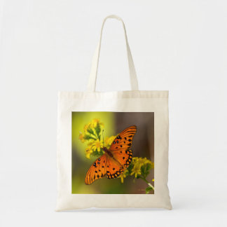 Gulf Fritillary aka Passion Butterfly on Goldenrod Tote Bag