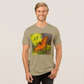 Gulf Fritillary aka Passion Butterfly on Goldenrod Tri-Blend Shirt (Voorkant volledig)
