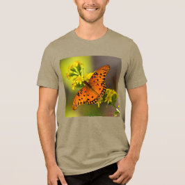Gulf Fritillary aka Passion Butterfly on Goldenrod Tri-Blend Shirt
