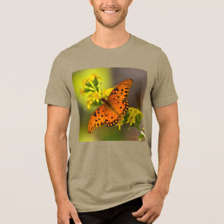 Gulf Fritillary aka Passion Butterfly on Goldenrod Tri-Blend Shirt