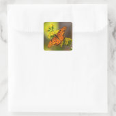 Gulf Fritillary aka Passion Butterfly on Goldenrod Vierkante Sticker (Tas)