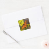 Gulf Fritillary aka Passion Butterfly on Goldenrod Vierkante Sticker (Envelop)
