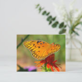 Gulf Fritillary Butterfly and Red Flower Briefkaart (Staand voorkant)