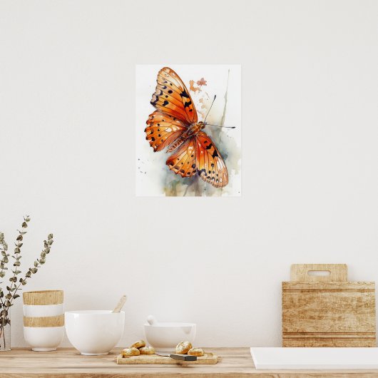 Gulf Fritillary Butterfly Art Print Poster (Keuken)