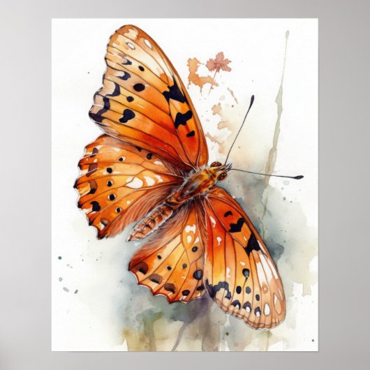 Gulf Fritillary Butterfly Art Print Poster (Voorkant)