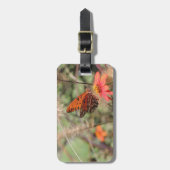 Gulf Fritillary on Zinnia Bagagelabel (Voorkant verticaal)
