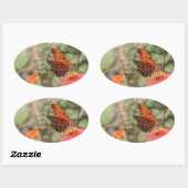 Gulf Fritillary on Zinnia Ovale Sticker (Vel)