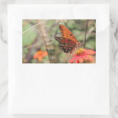 Gulf Fritillary on Zinnia Rechthoekige Sticker (Tas)