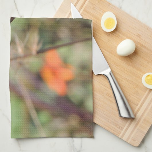 Gulf Fritillary on Zinnia Theedoek (Quarter Fold)