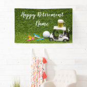 Gulf-gelukkige pensionering met golfbal en bier  spandoek (Insitu)