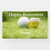 Gulf-gelukkige pensionering met golfbal en bier  spandoek (Horizontaal)