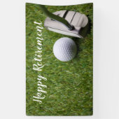 Gulf-gelukkige pensionering met golfbal en rotter spandoek (Verticaal)