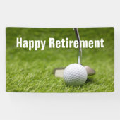 Gulf-gelukkige pensionering met golfbal en rotterb spandoek (Horizontaal)