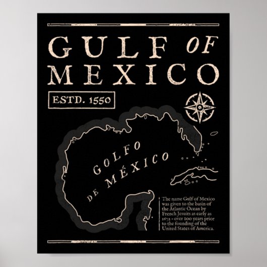 Gulf Of Mexico 1672 Historic Map Poster (Voorkant)