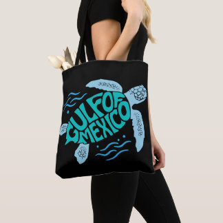 Gulf of Mexico Sea Turtle Typography Tote Bag