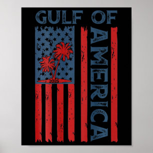 Gulf of US America EST 2025 Amerikaanse vlag (op Poster