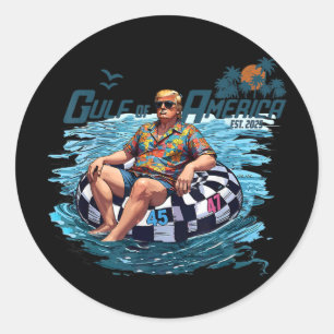 Gulf of US America EST 2025 Funny Trump Shirt Ronde Sticker