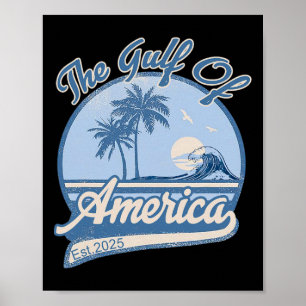 Gulf of USA America EST 2025 Amerikaanse vlag Retr Poster