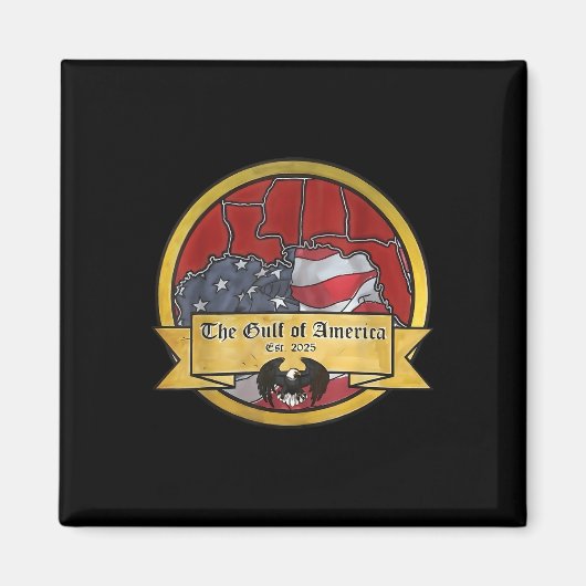 Gulf Retro of America EST 2025 Amerikaanse Mannen  Magneet (Voorkant)