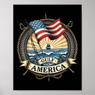 Gulf Retro of America EST 2025 Amerikaanse Mannen  Poster