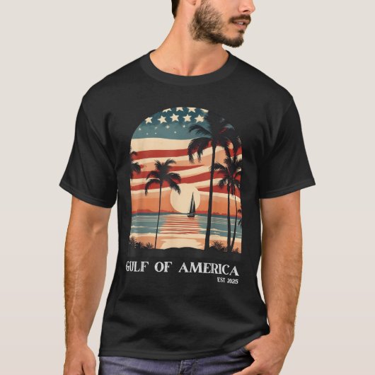 Gulf Retro of America EST 2025 Amerikaanse Mannen  T-shirt (Voorkant)