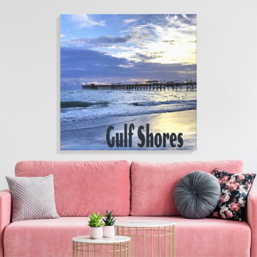 Gulf Shores Alabama Beach Sunrise Pier Canvas Afdruk (Insitu (Woonkamer))