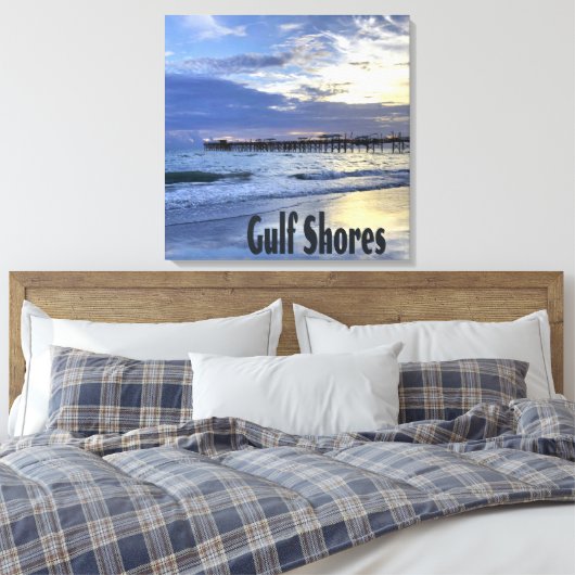 Gulf Shores Alabama Beach Sunrise Pier Canvas Afdruk (Insitu (Slaapkamer))