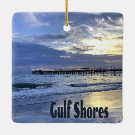 Gulf Shores Alabama Beach Sunrise Pier Keramisch Ornament (Achterkant)