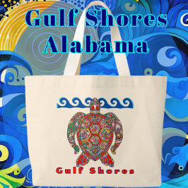 Gulf Shores Alabama Colorful Mosaic Zee Turtle Grote Tote Bag