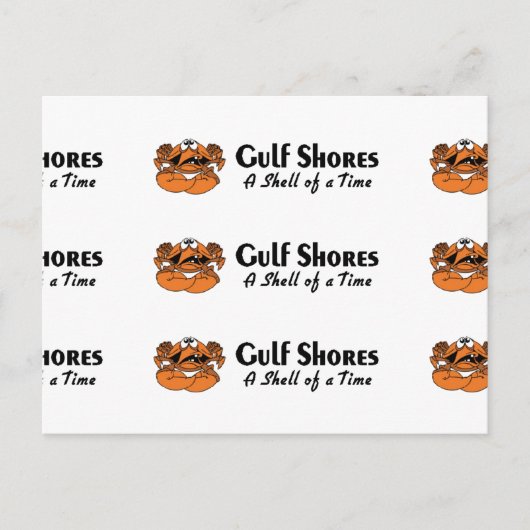 Gulf Shores Alabama Crab Briefkaart (Voorkant)